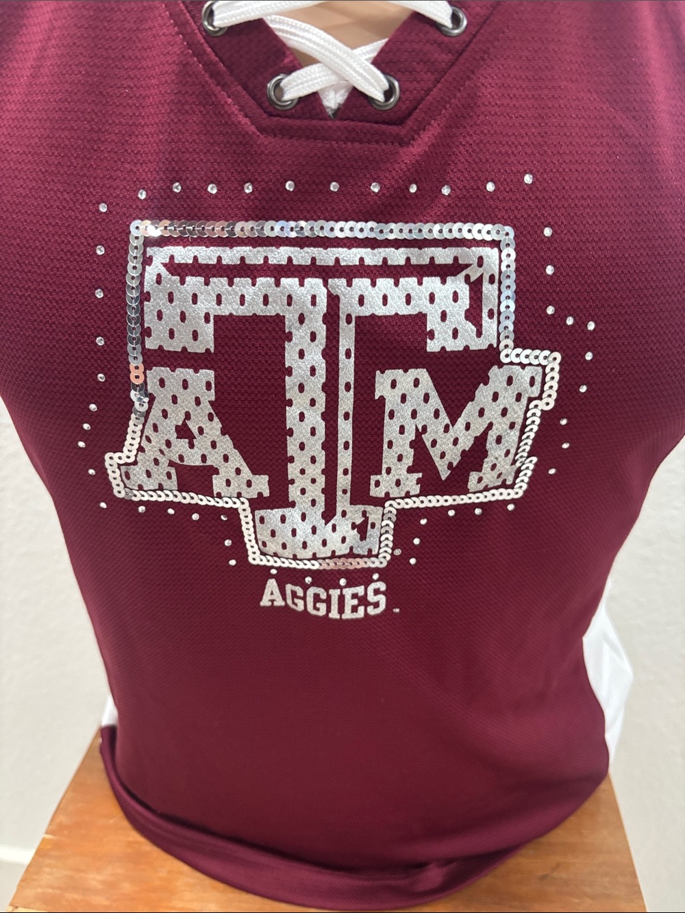 Section 101 Fan Wear Texas A&M Maroon Lace-Up Short Sleeve Jereey Med - Picture 10 of 11